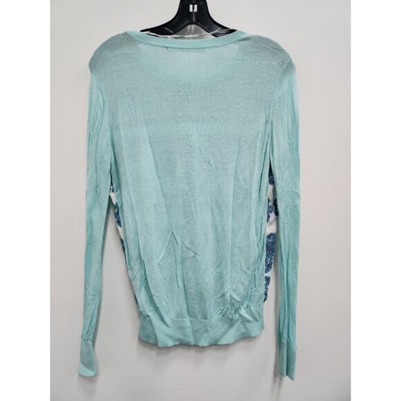 41 Hawthon Stitch Fix Womens Sweater Medium Light Blue Paisley Pullover Preppy - Picture 7 of 8